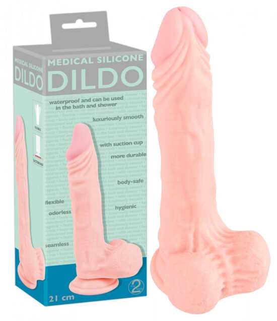 Medical Silicone Dildo - dildo z lékařského silikonu (21 cm) - tělová barva