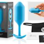 b-vibe Snug Plug 3 - double ball anal dildo (180g) - blue