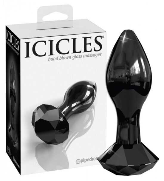 Icicles No. 78 - conical glass anal dildo (black)