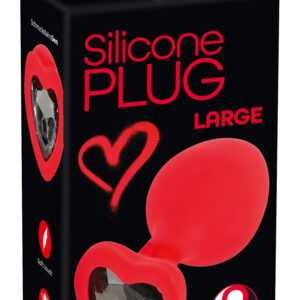 You2Toys Plug Large - anální dildo ve tvaru srdce s černým kamínkem (červené) - velké