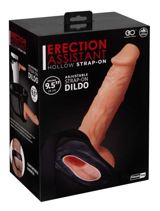 Excellent Power Erection Assistant Hollow Strap-On - duté připínací dildo (tělová barva)