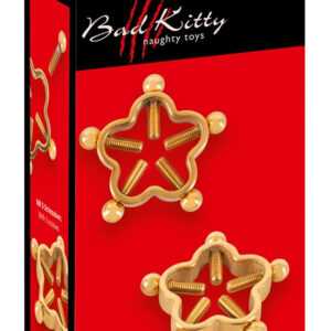 Bad Kitty - šroubovací šperk na bradavky (se štrasovými kamínky) - zlatý