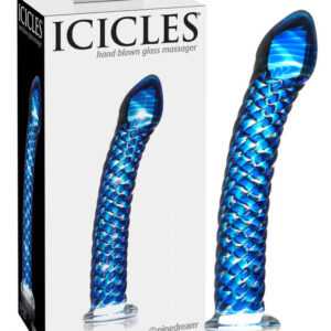 Icicles No. 29 - spiral glass dildo with penis (blue)