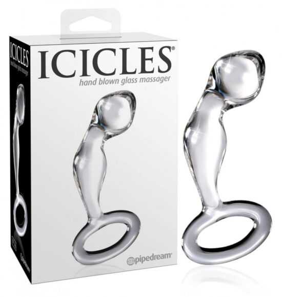 Icicles No. 46 - acrylic glass dildo with gum ring (pink)