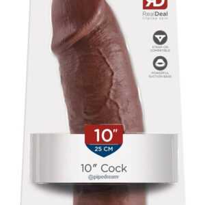 King Cock 10 - velké dildo se varlaty s přísavkou (25cm) - hnědé