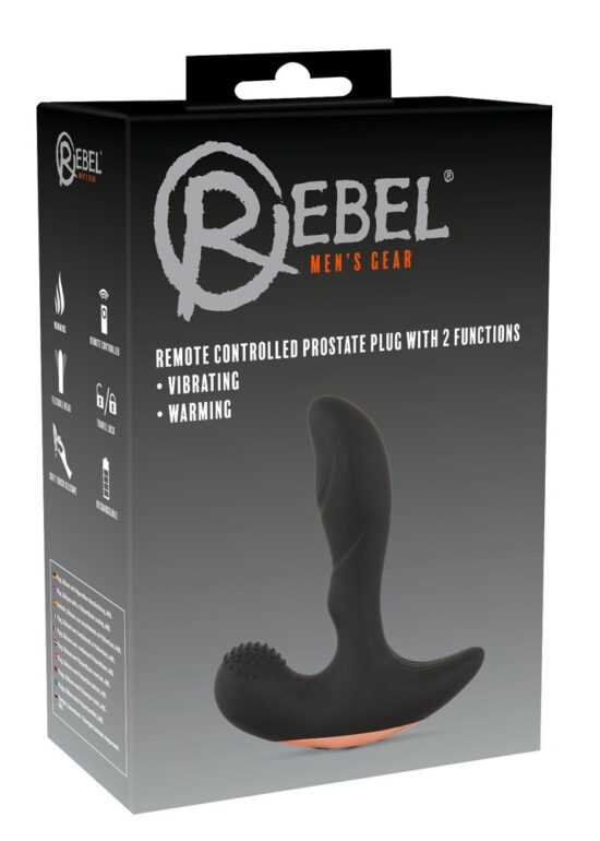 Rebel - rechargeable anal vibrator with radio heater (black)