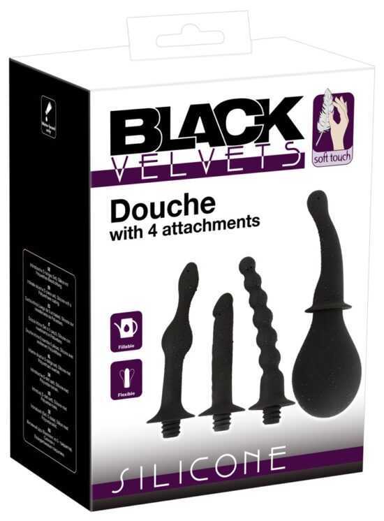 Black Velvets Silicone Douche with 4 Attachments