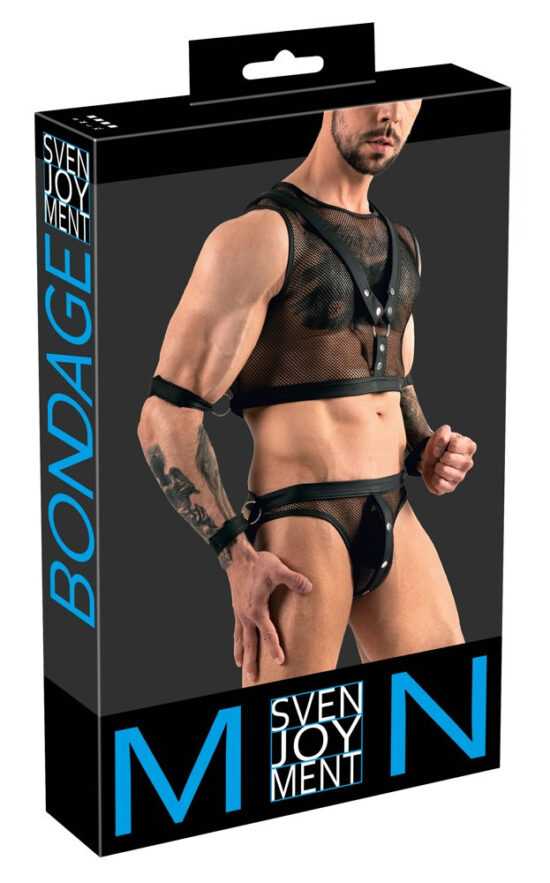 Svenjoyment Bondage - necc men's top and jock bottom set (black)