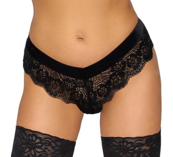 Cottelli Party - lace panties with chain (black)