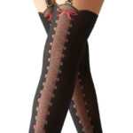 Cottelli - richly decorated open tights (black-red)