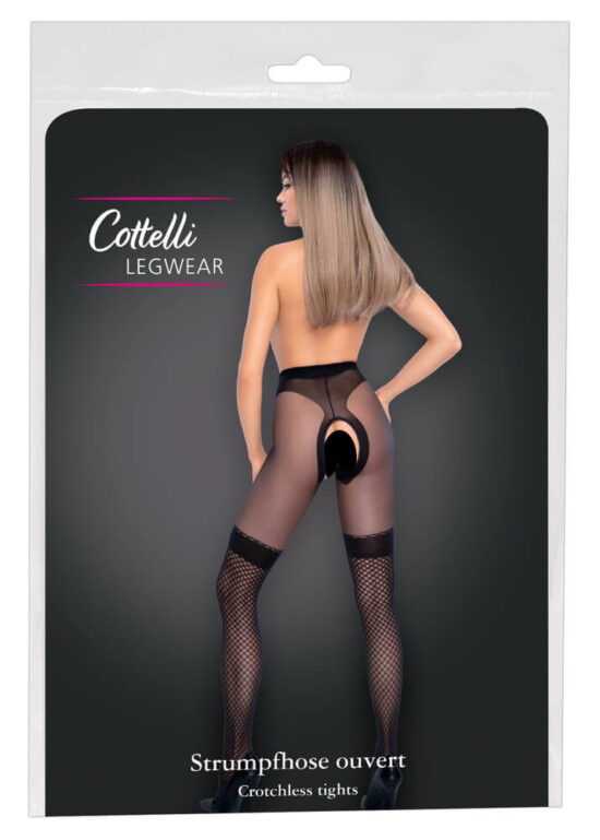 Cottelli - open tights with nec trim (black)