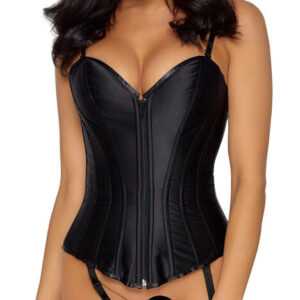 Cottelli Party - satin corset with suspender (black)