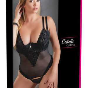 Cottelli Plus Size - sametové variabilní body (černé)