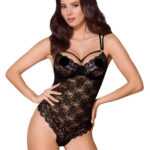 Obsessive 860-TED-3 - Rose Lace Body Strap (Black)S/M
