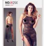 NO:XQSE - Tylově krajkové dlouhé šaty (černé)S/M