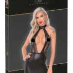 Noir - mini dress with cut-out front and halter neck (black)