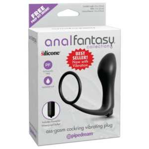 analfantasy ass-gasm vibrator - anal finger with penis ring (black)