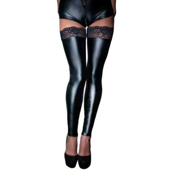 Noir Handmade F135 Powerwetlook Stockings with Siliconed Lace SuperstarS