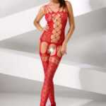 Passion BS054 - Front corset set with flowers (red) - S-L