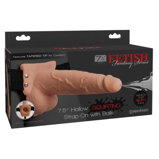 Fetish Fantasy 7.5" Hollow Squirting Strap On with Balls