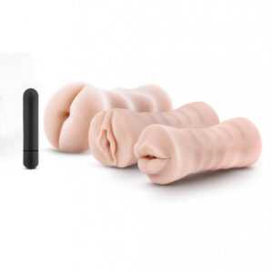 M For Men 3 Pack - vibrating masturbator set (natural)