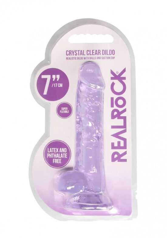 REALROCK - průsvitné realistické dildo - fialové (17cm)