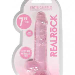 REALROCK - průsvitné realistické dildo - růžové (17cm)