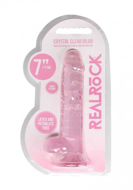 REALROCK - průsvitné realistické dildo - růžové (17cm)