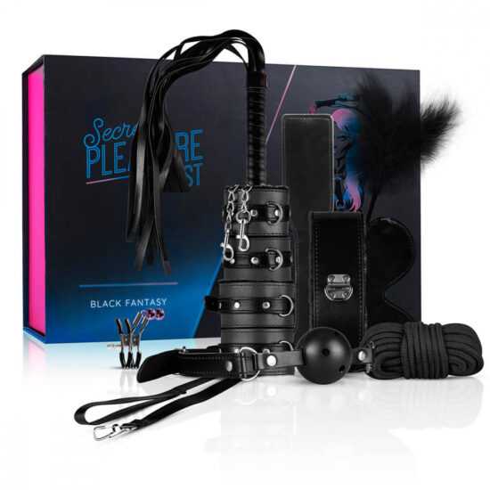 Secret Pleasure Chest - advanced BDSM set - 14 pieces (black)