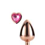 Gleaming Love - Aluminium anal dildo with heart shaped stone (rose gold)