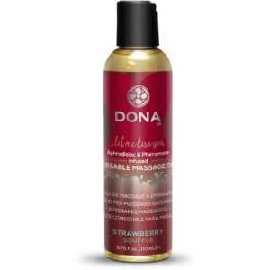 DONA kissable Massage Oil Strawbery soufflé - masážní olej jahoda (110ml)